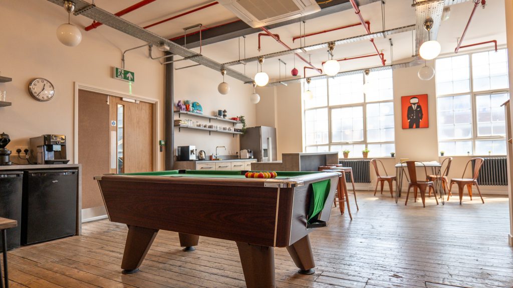 Pool table in the kitchen